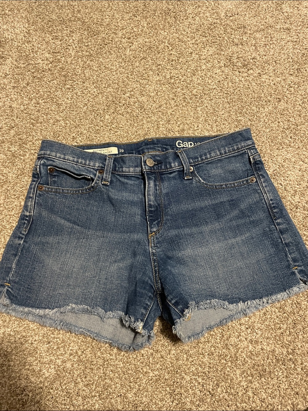 GAP Medium Blue Denim Frayed Hem Shorts
